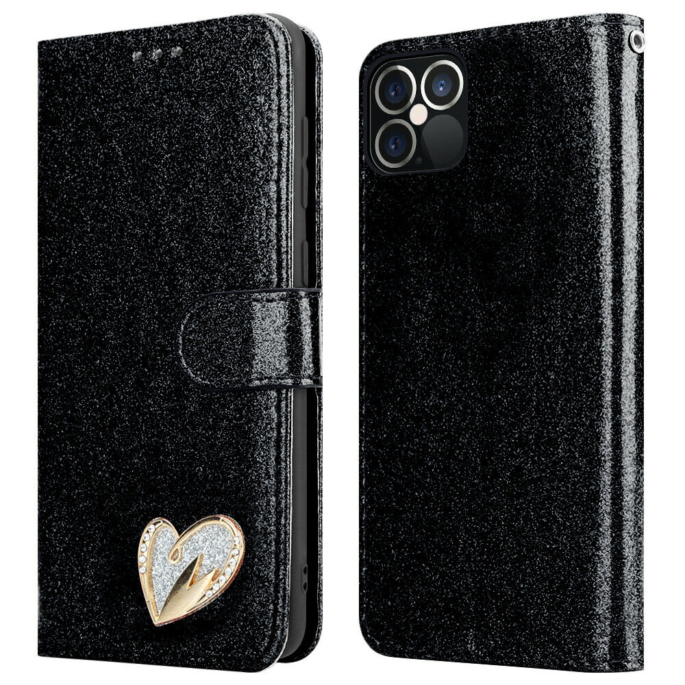 iPhone 16- 13 Wallet Heart Shiney Cases