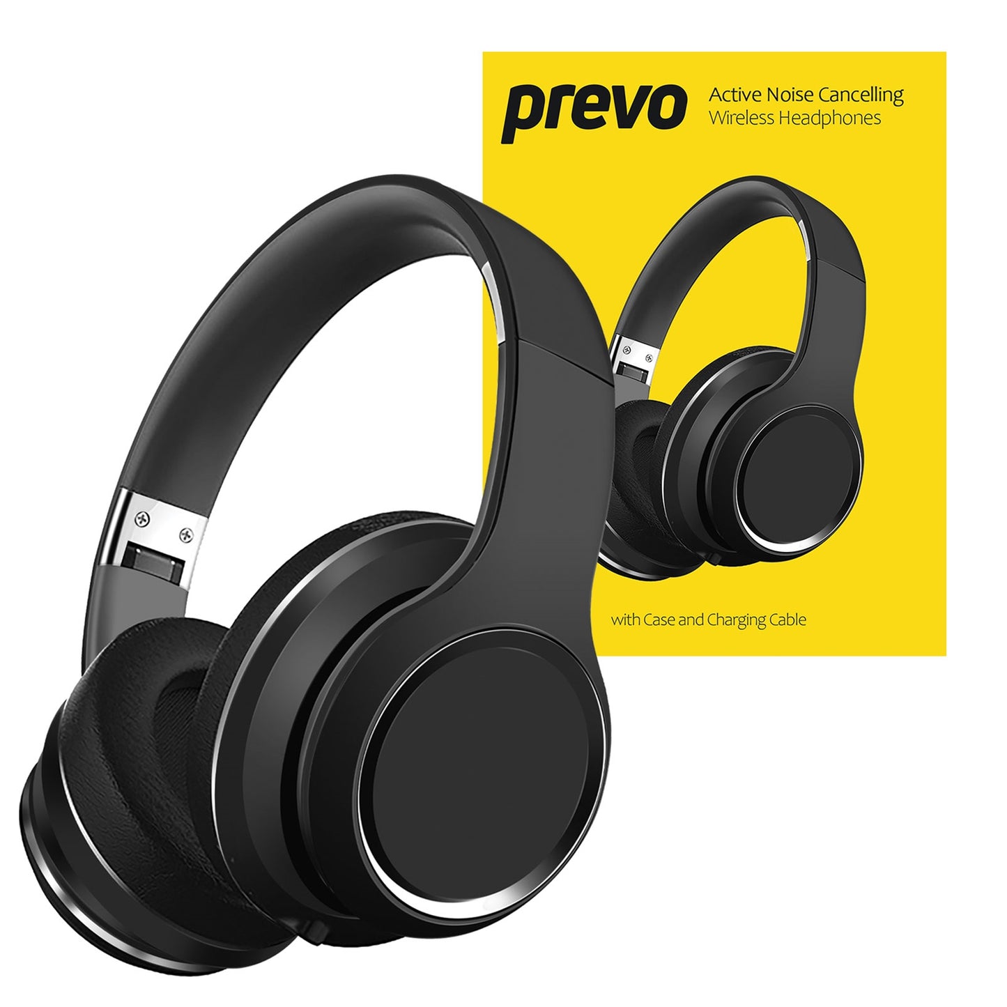 Prevo A6-ANC Active Noise Cancelling (ANC) Wireless Headphones with Bluetooth 5.4, True Wireless Stereo (TWS) Sound, Automatic Pairing & Handsfree Calls