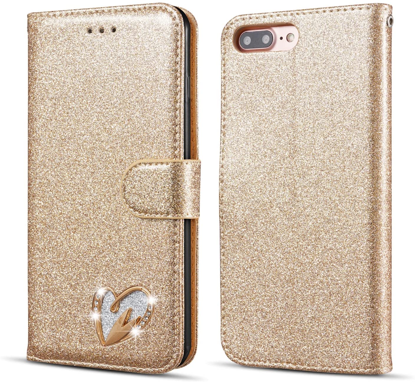 iPhone 16- 13 Wallet Heart Shiney Cases