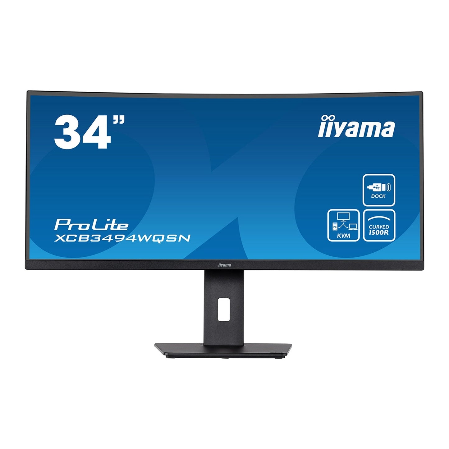 iiyama Prolite XCB3494WQSN-B5 34 inch Curved Monitor, USB-C Dock, RJ45 (LAN), KVM Switch, UWQHD, 0.4ms, HDMI, DisplayPort, USB-Hub, USB-C, 120Hz, Speakers, Black, Internal PSU, VESA, Height Adjust, Pivot